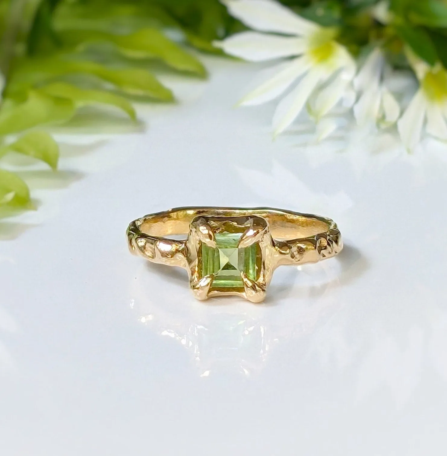 Solid Silver Peridot ring
