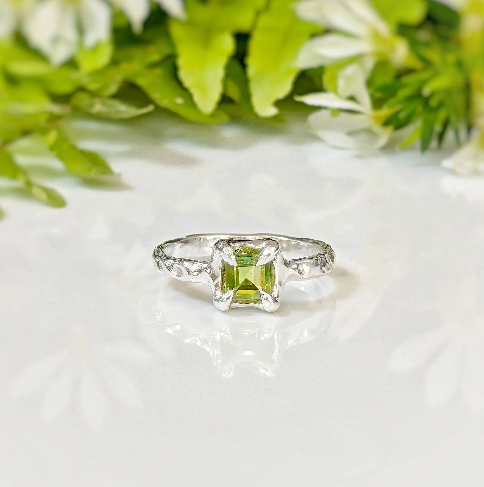Solid Silver Peridot ring