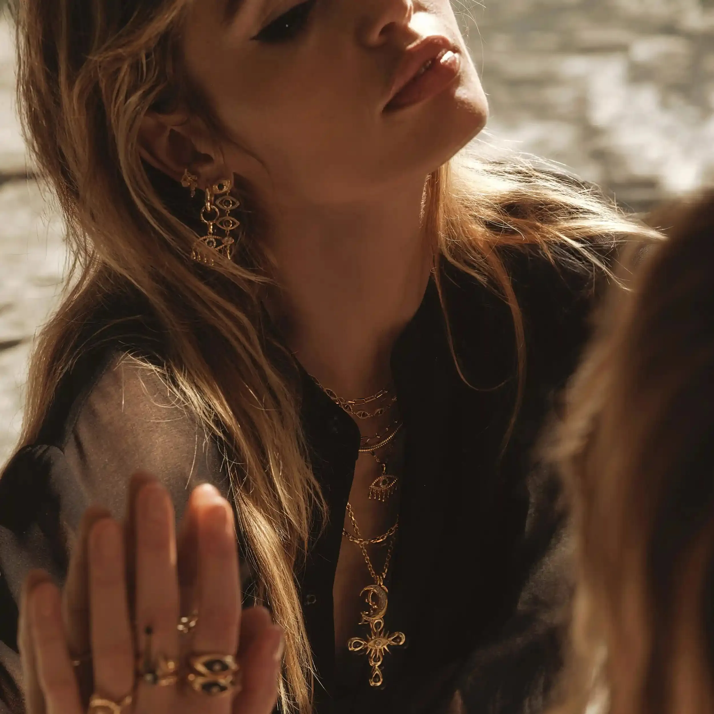 Statement Third Eye Cross Necklace