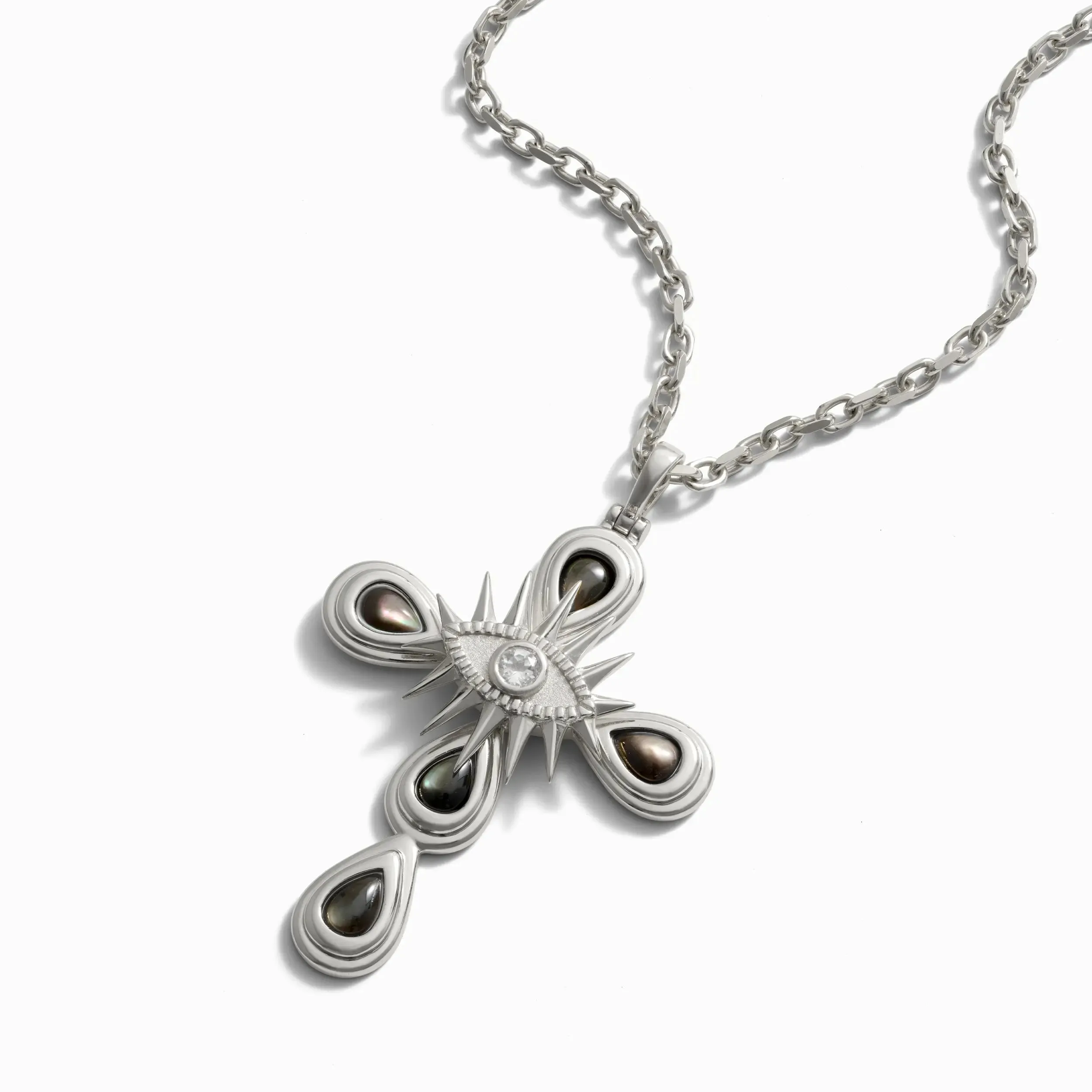 Statement Third Eye Cross Necklace