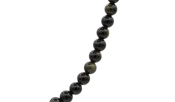 Sterling Silver 90's Style Mini Adjustable Golden Sheen Obsidian Natural Gemstone Necklace