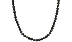 Sterling Silver 90's Style Mini Adjustable Golden Sheen Obsidian Natural Gemstone Necklace