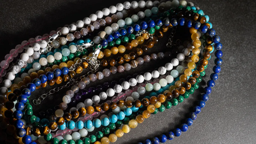 Sterling Silver 90's Style Mini Adjustable Malachite Natural Gemstone Necklace