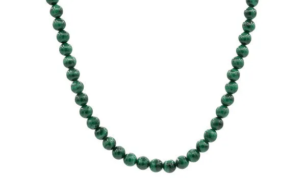 Sterling Silver 90's Style Mini Adjustable Malachite Natural Gemstone Necklace