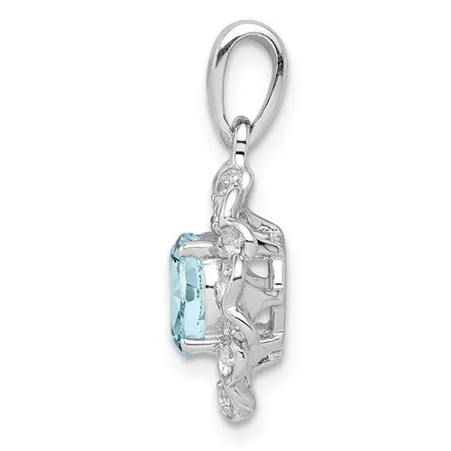 Sterling Silver Gemstone & White Topaz Hearts Halo Pendants