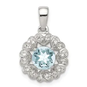 Sterling Silver Gemstone & White Topaz Hearts Halo Pendants