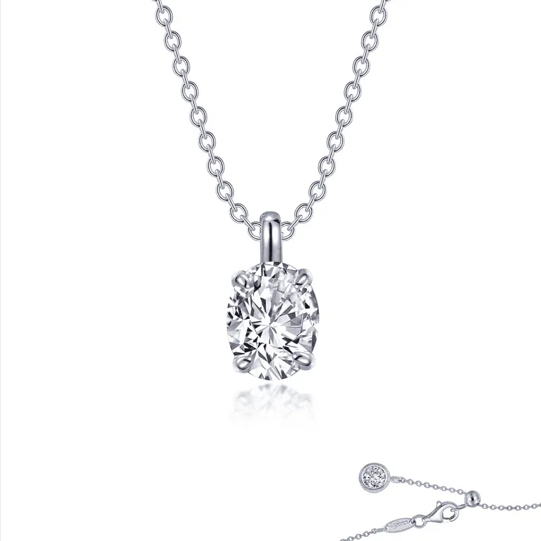 Sterling Silver Oval Simulated Diamond Necklace