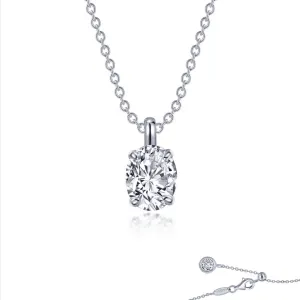 Sterling Silver Oval Simulated Diamond Necklace