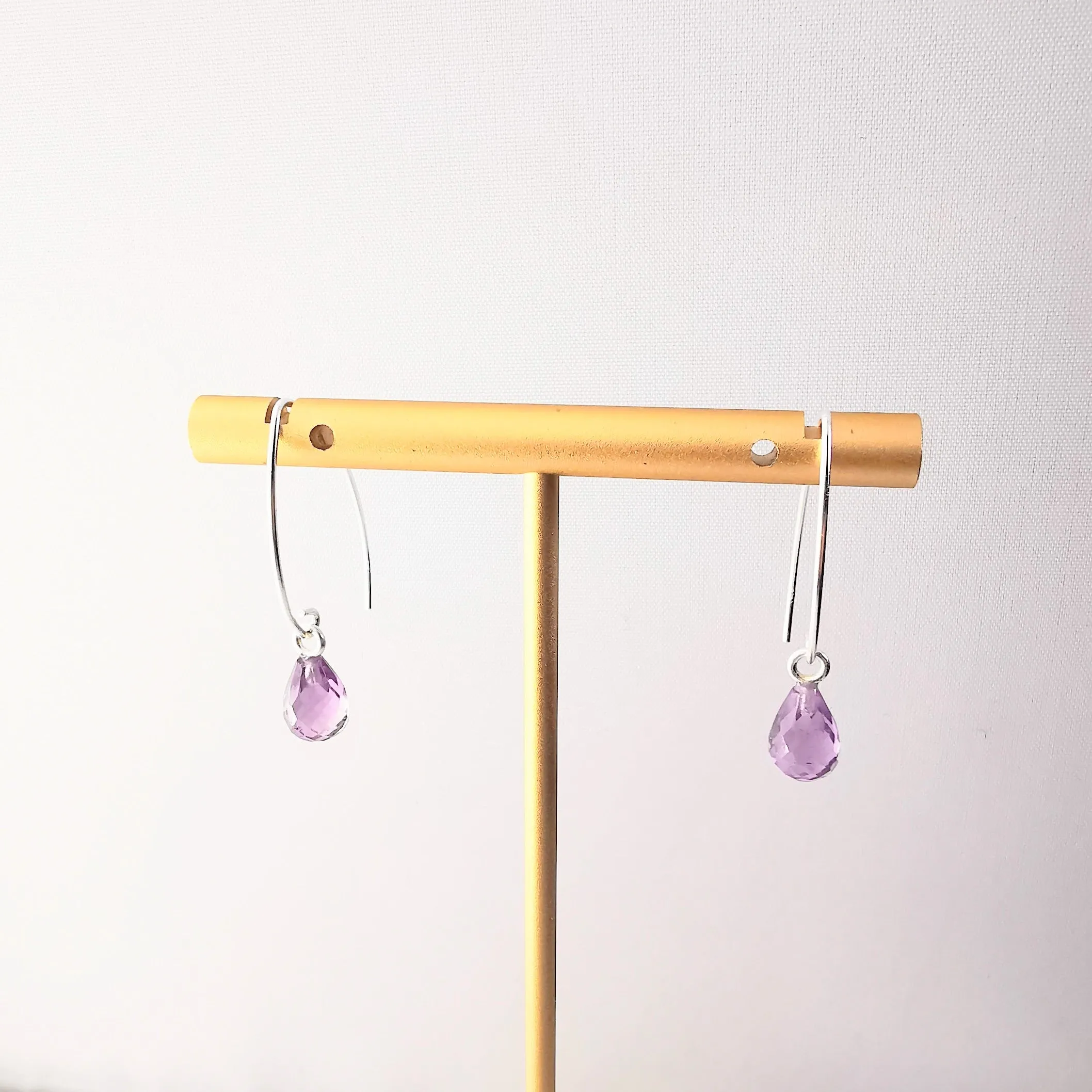 Sterling Silver Purple Amethyst Ear wire Earrings