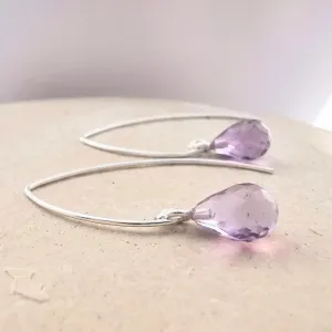 Sterling Silver Purple Amethyst Ear wire Earrings