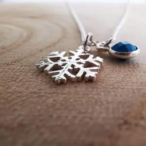Sterling Silver Snowflake and Gemstone Pendant Necklace