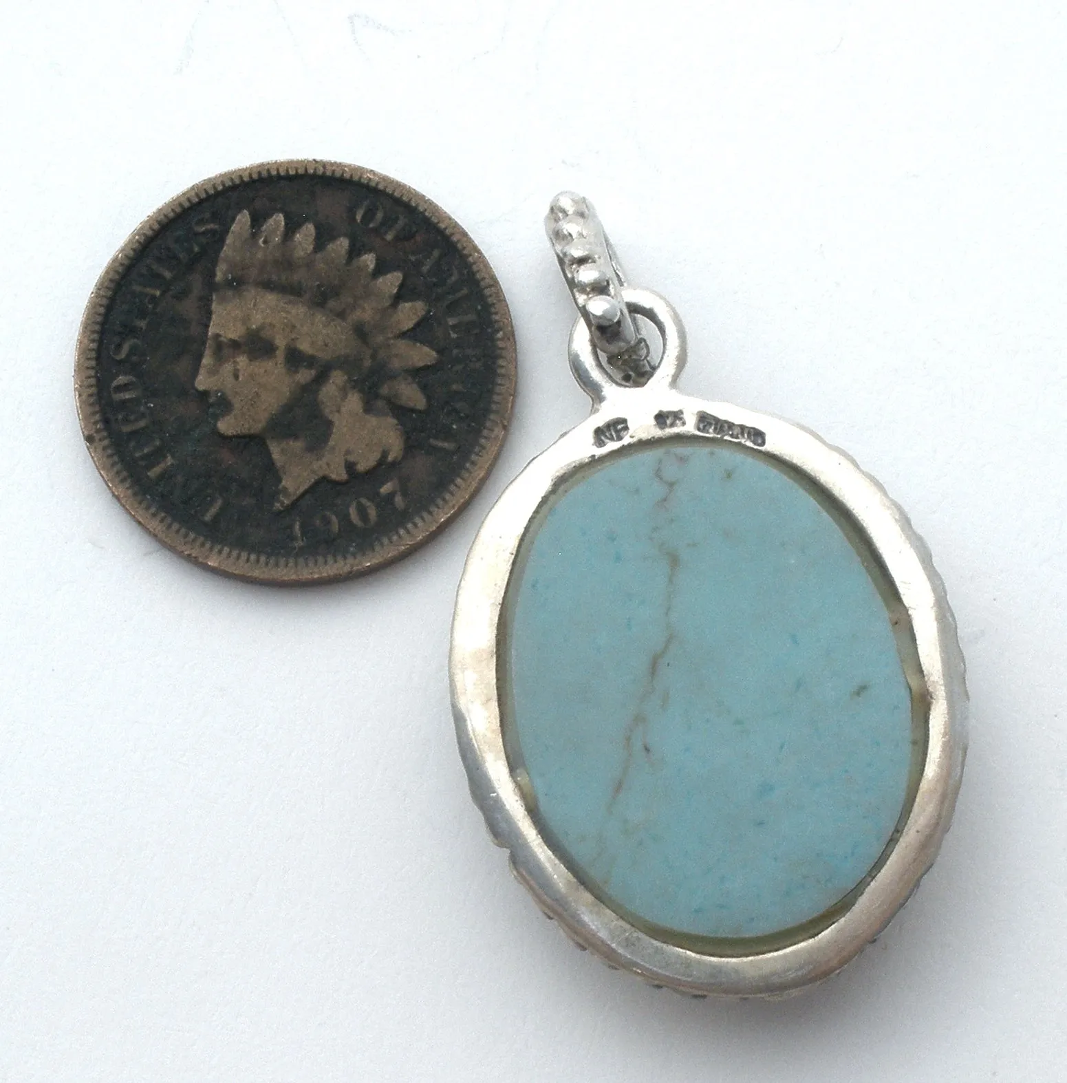 Sterling Silver Turquoise Pendant Slide Vintage