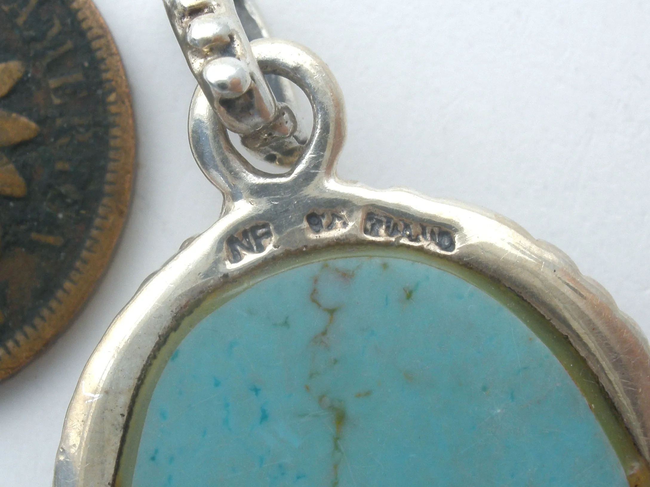 Sterling Silver Turquoise Pendant Slide Vintage