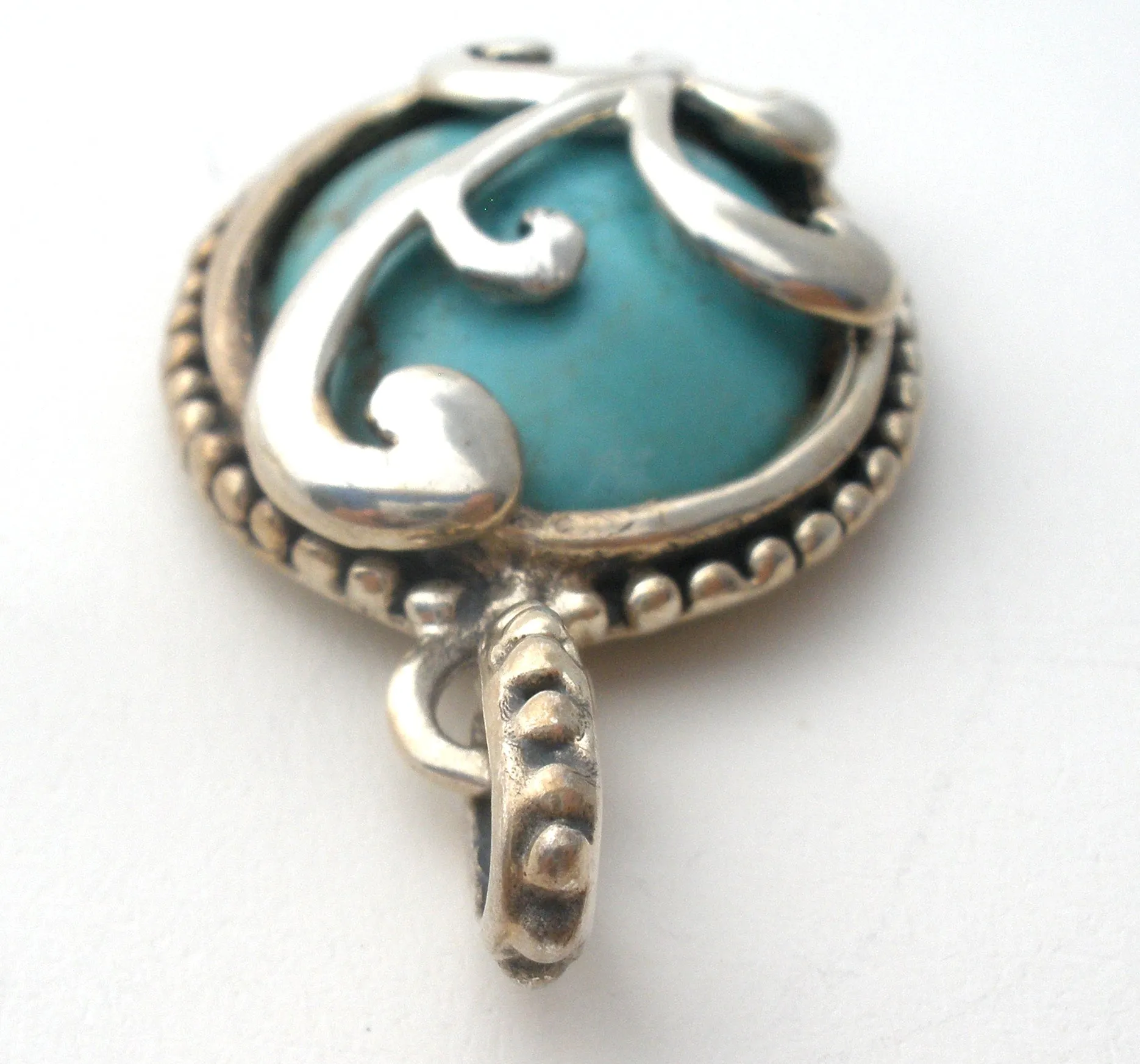 Sterling Silver Turquoise Pendant Slide Vintage