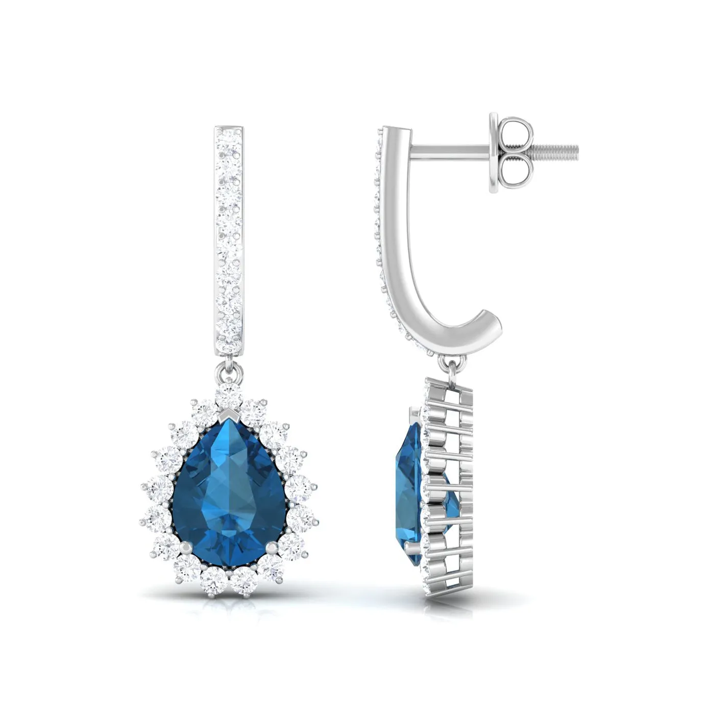 Teardrop Earrings with London Blue Topaz and Diamond