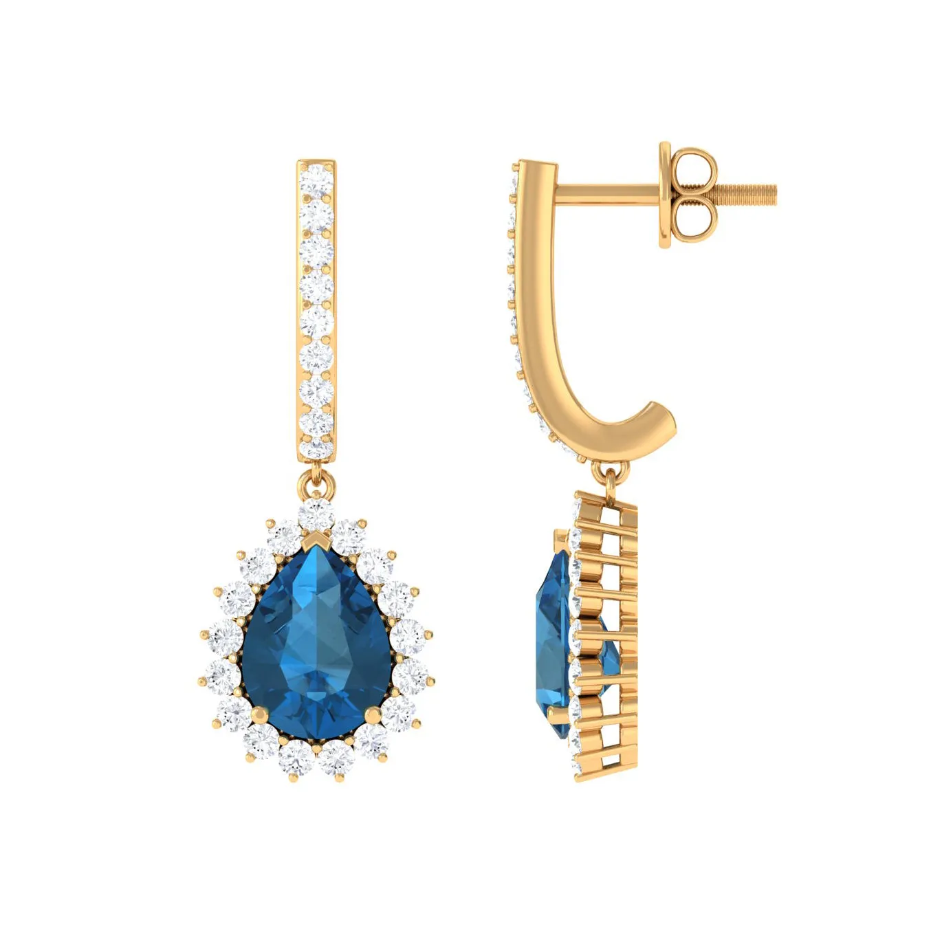 Teardrop Earrings with London Blue Topaz and Diamond