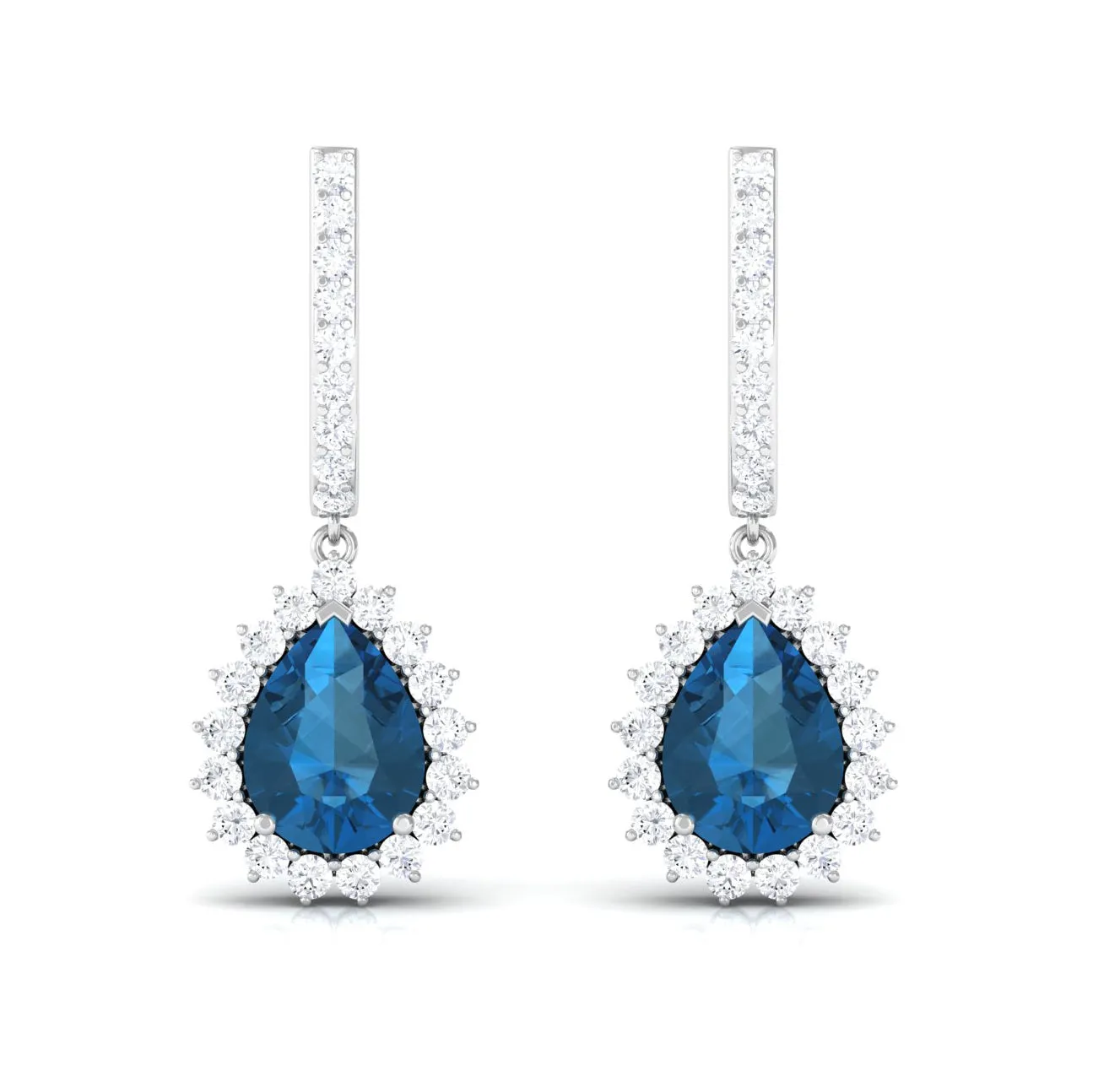 Teardrop Earrings with London Blue Topaz and Diamond