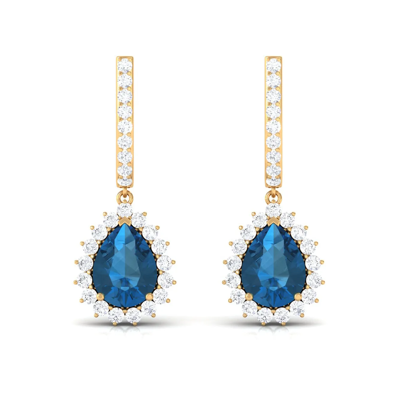 Teardrop Earrings with London Blue Topaz and Diamond