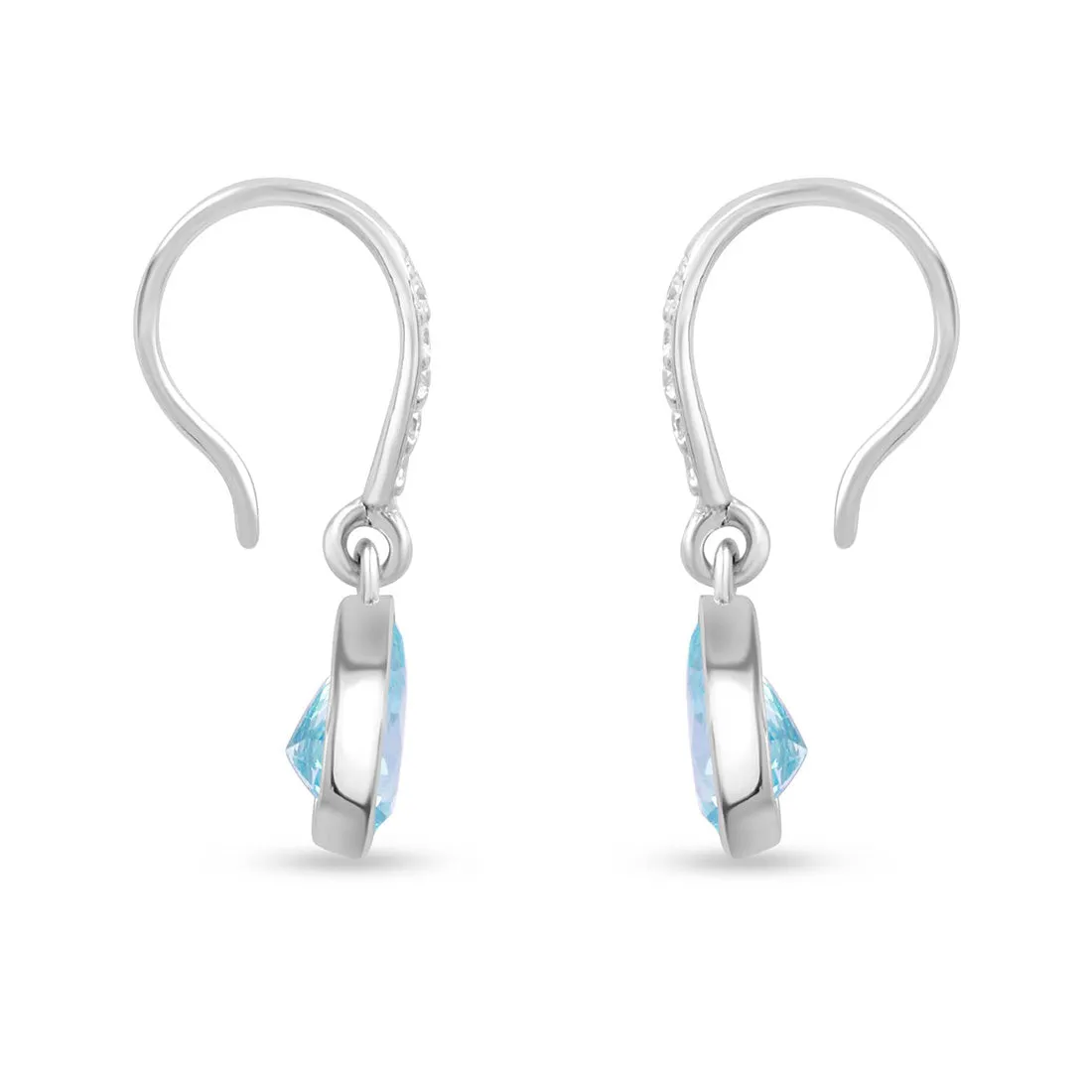 Teardrop Rhodium-Plated 925 Sterling Silver Blue Drop Earrings