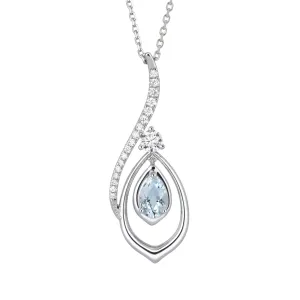 The Heavenly Phoenix Necklace 18kt White Gold with Aquamarine