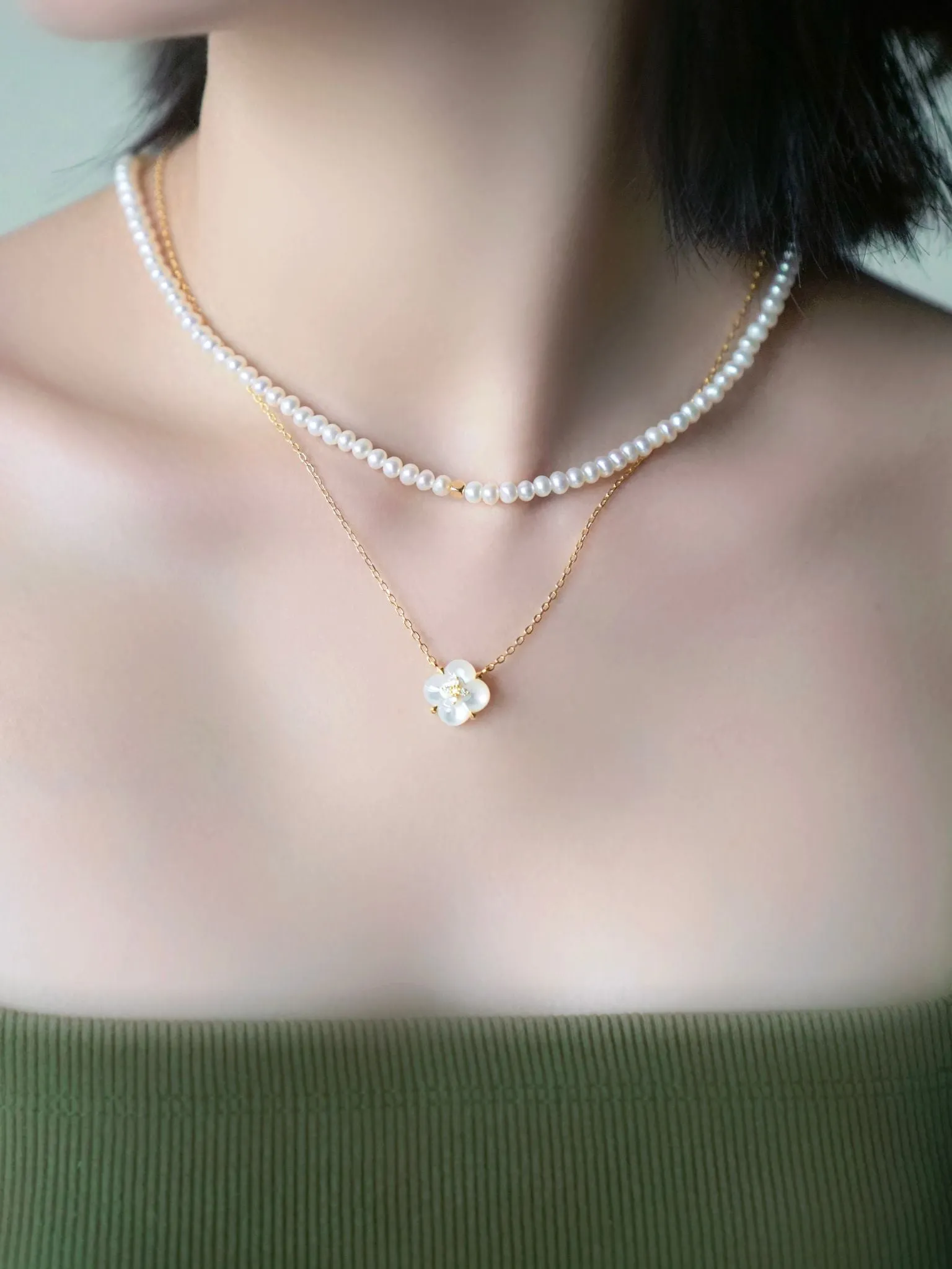 THIALH - 18K Yellow Gold Pearl Necklace