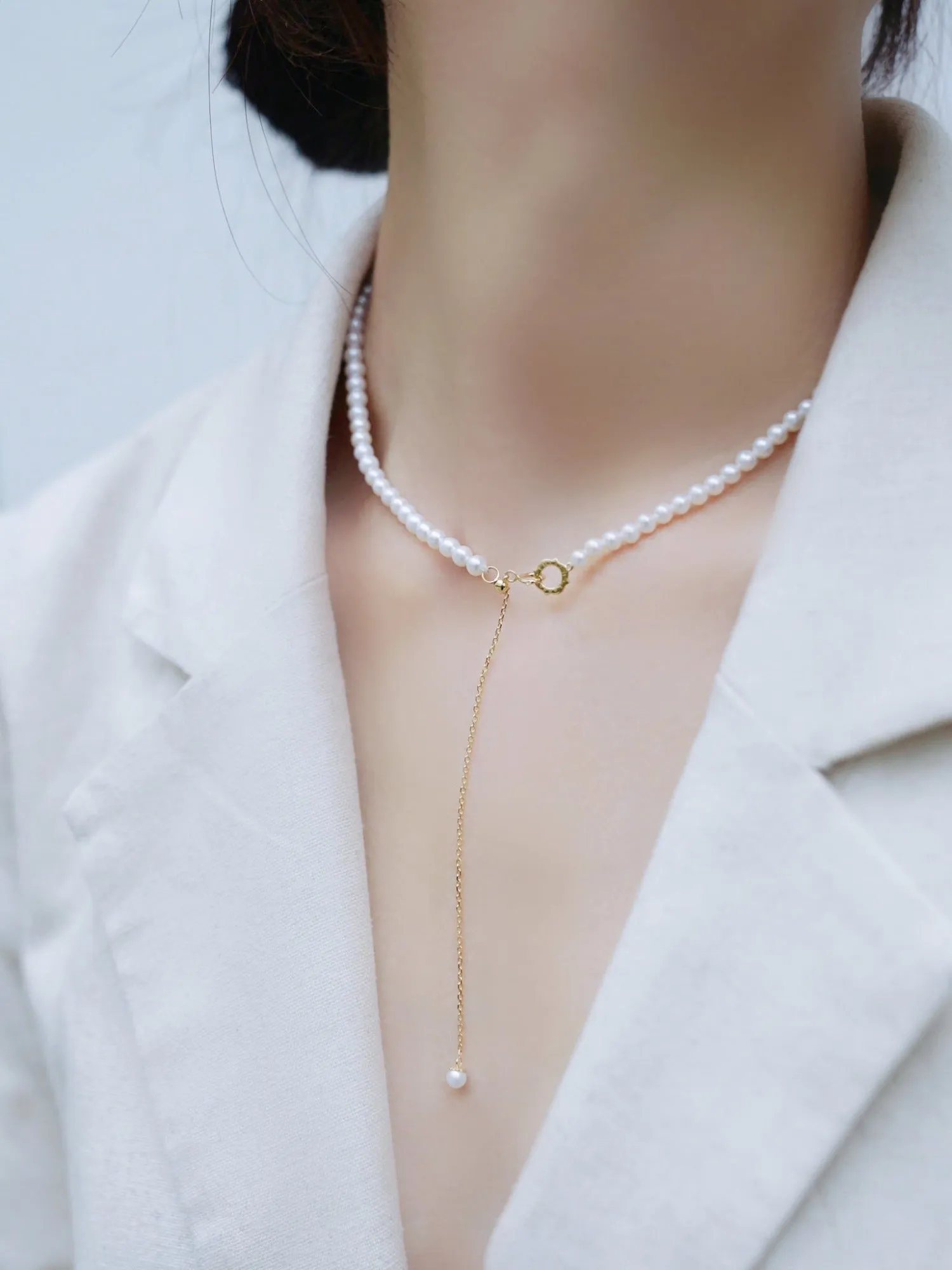 THIALH - 18K Yellow Gold Pearl Necklace