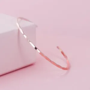 Thin Hammered Rose Gold Cuff Bracelet