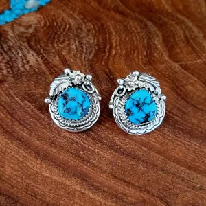 Traditional Navajo Made Turquoise Earrings BB-ERN-0045