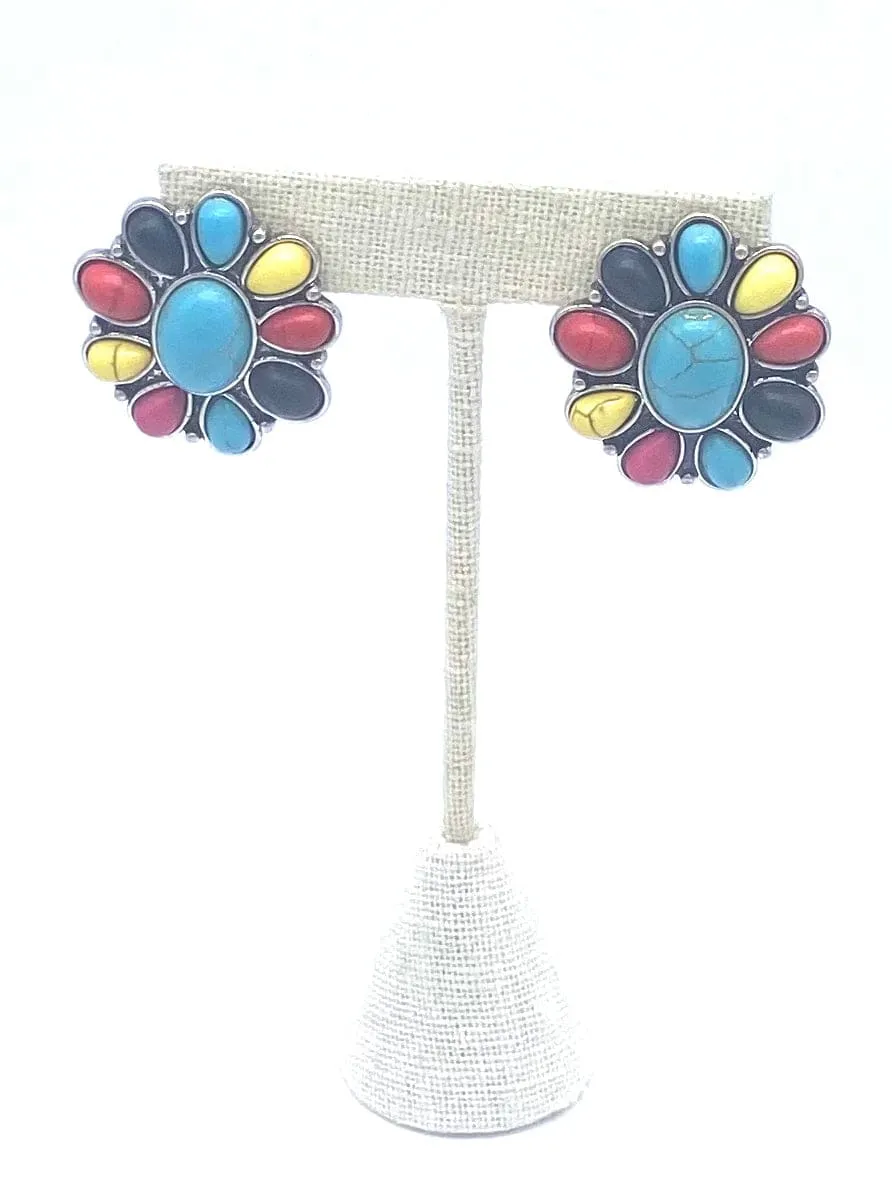 Turquoise Multi Flower Earring