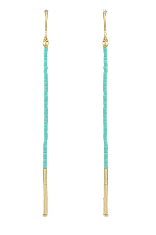 Turquoise Seed Bead Drop Earrings