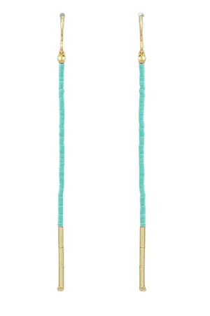 Turquoise Seed Bead Drop Earrings