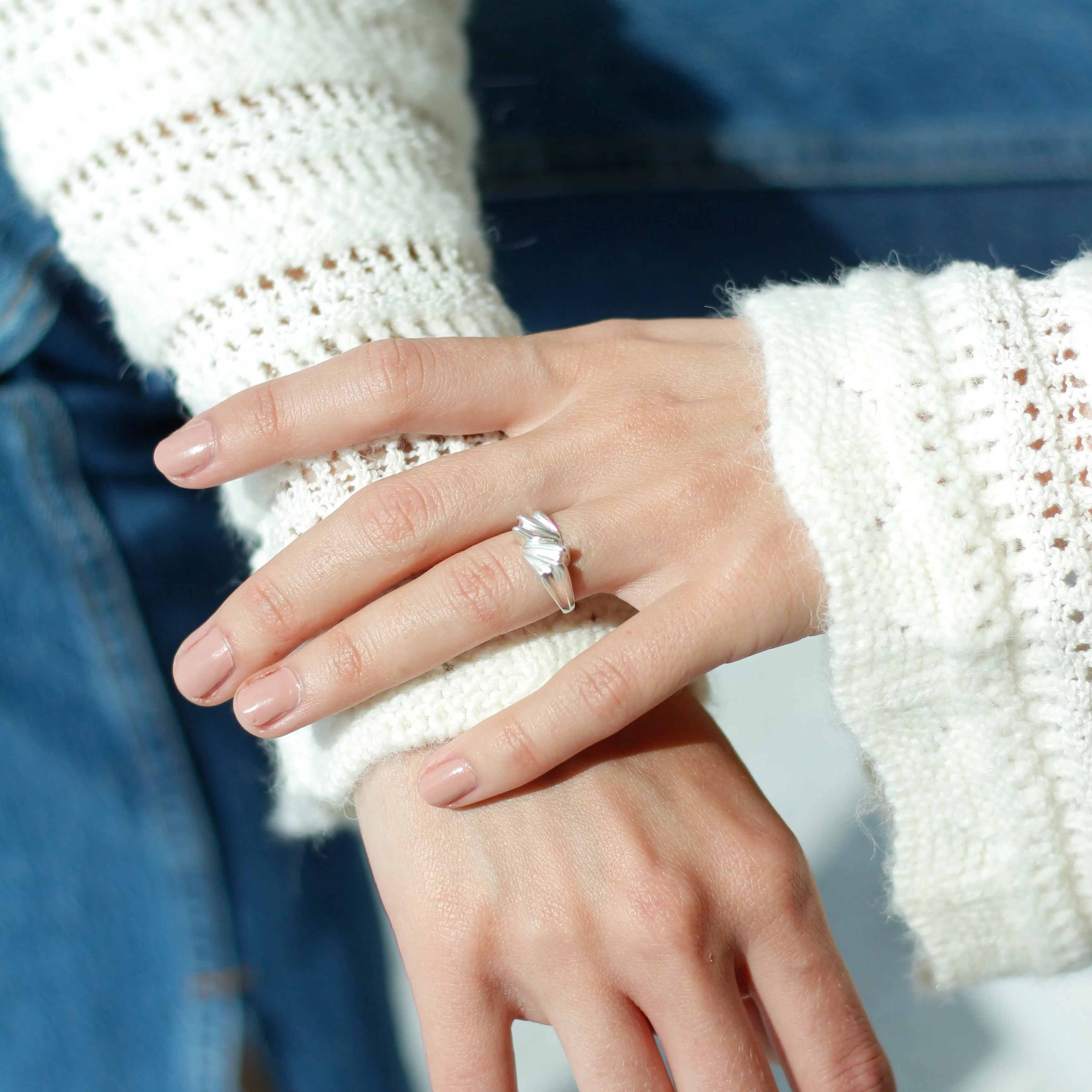 Twist Statement Dainty Ring Sterling Silver