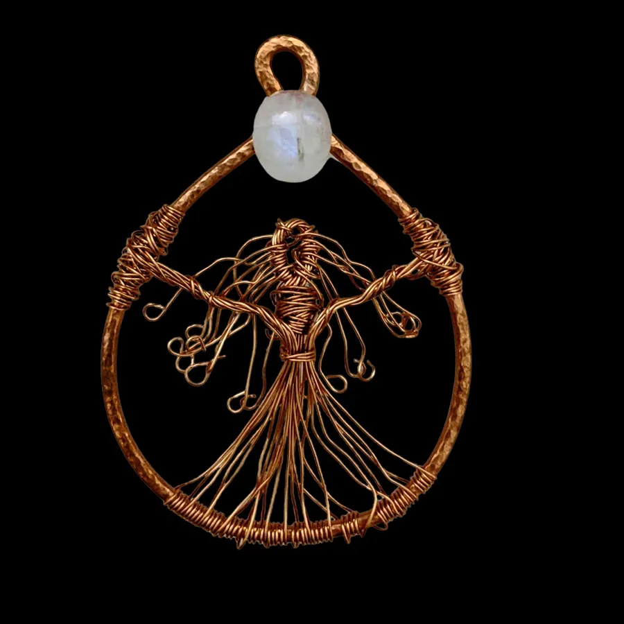 Under the Moon Goddess & Moonstone Pendant - Raven Stone
