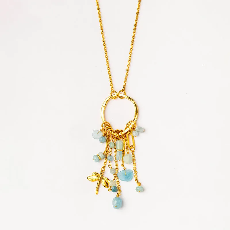 Velatti Long Necklace with Medium Cluster Pearls or Gems