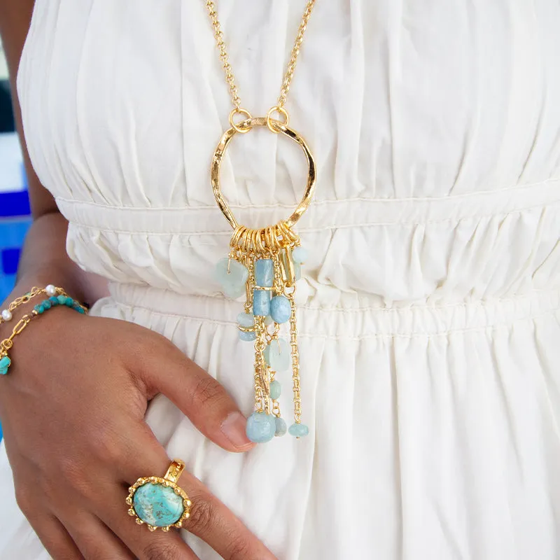 Velatti Long Necklace with Medium Cluster Pearls or Gems