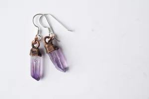 Vera Cruz Amethyst earrings | Raw amethyst pendant earrings