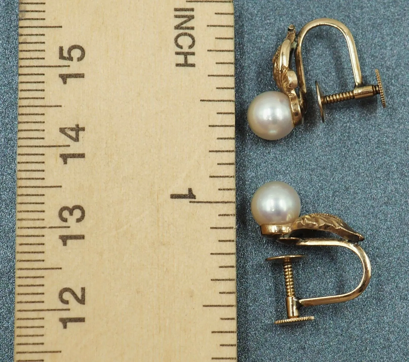 Vintage 14ct Yellow Gold Pearl Screw Back Earrings - Fine Jewellery