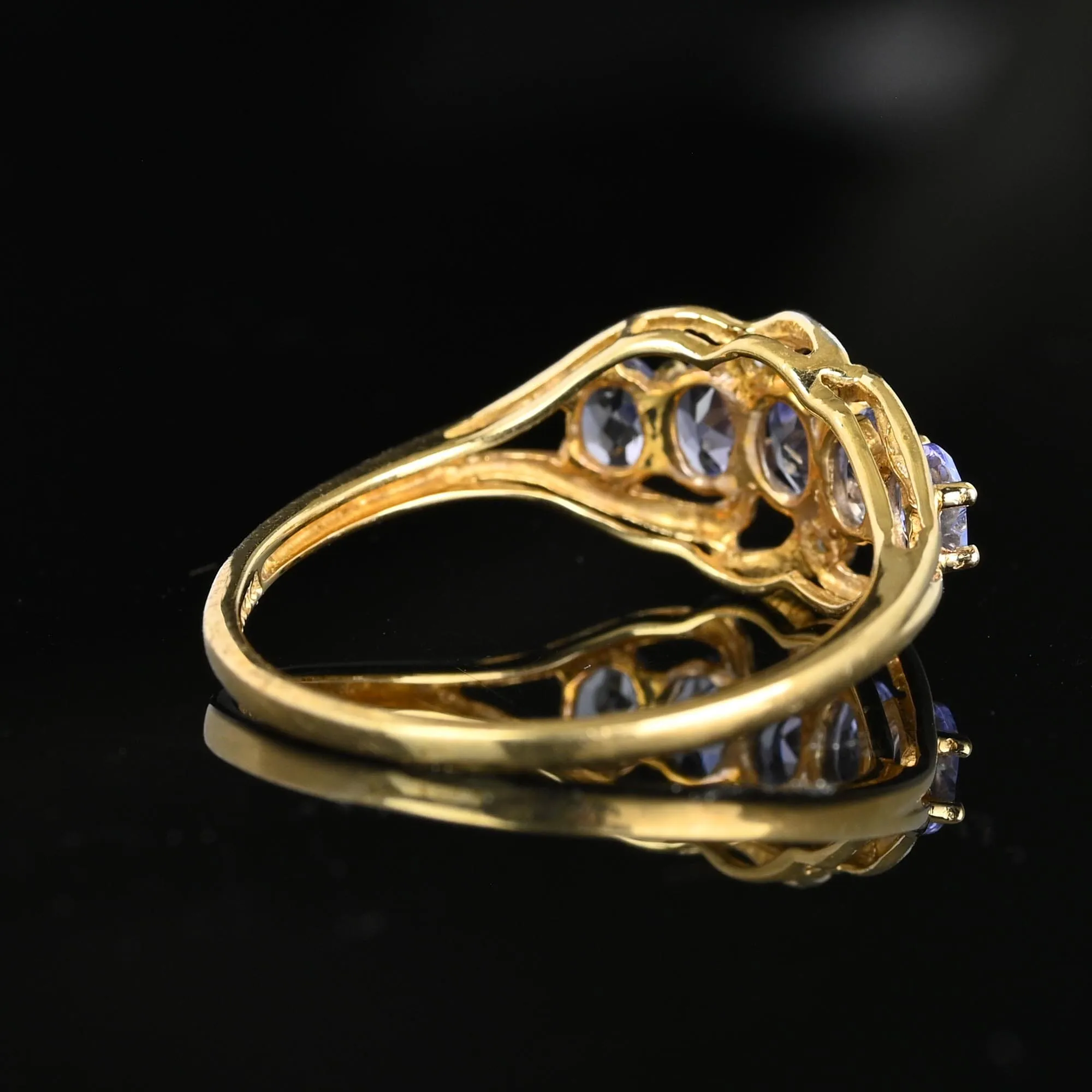 Vintage 14K Gold Diamond Five Stone Tanzanite Ring