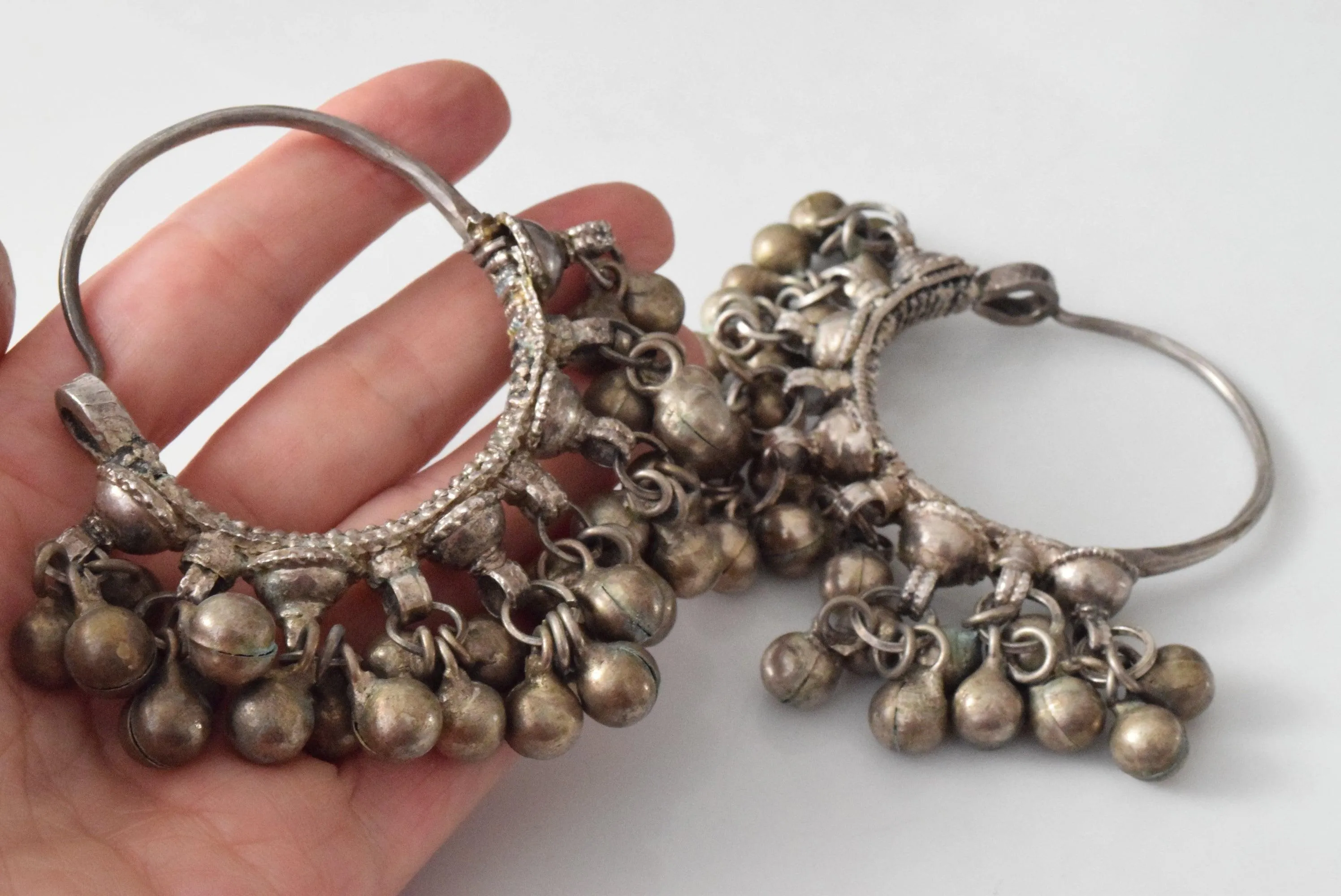 Vintage Silver Yemeni Bedouin Hoop Earrings
