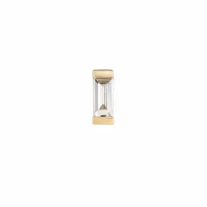 White Diamond Mini Claw Set Baguette Stud - Single