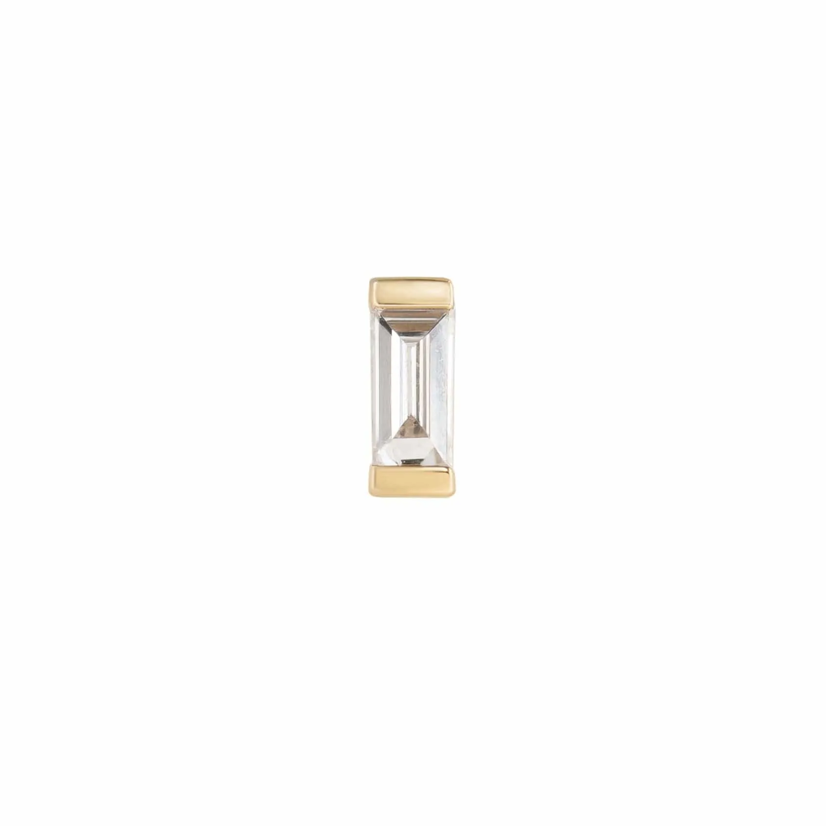 White Diamond Mini Claw Set Baguette Stud - Single