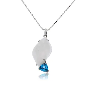 White Druzy and Blue Topaz Necklace