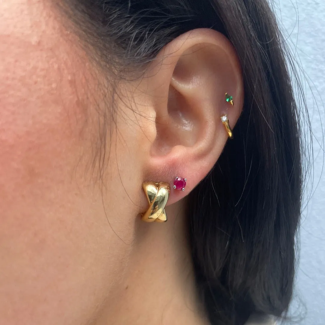 White Topaz 14K White Gold 4mm Stud Earrings