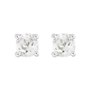 White Topaz 14K White Gold 4mm Stud Earrings