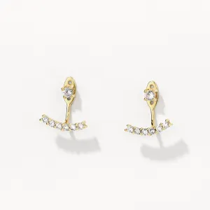 White Topaz Pave  Jacket Earrings in Gold