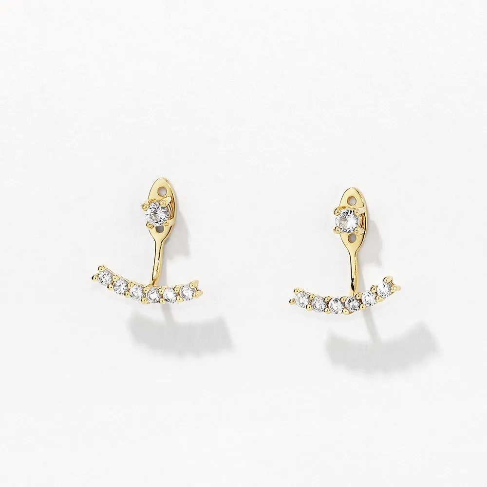 White Topaz Pave  Jacket Earrings in Gold