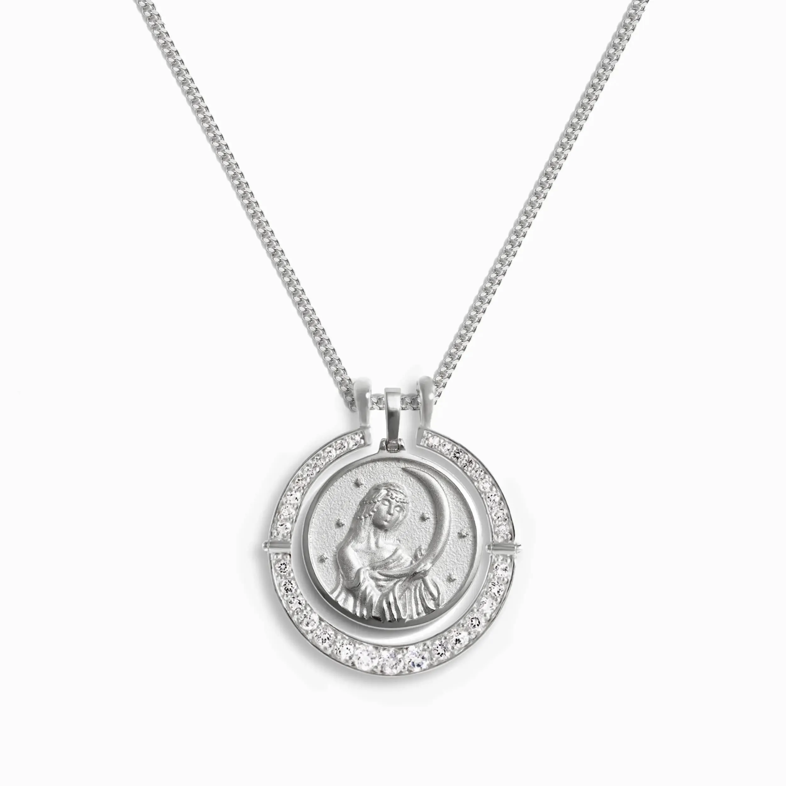White Topaz Selene Halo Necklace Set