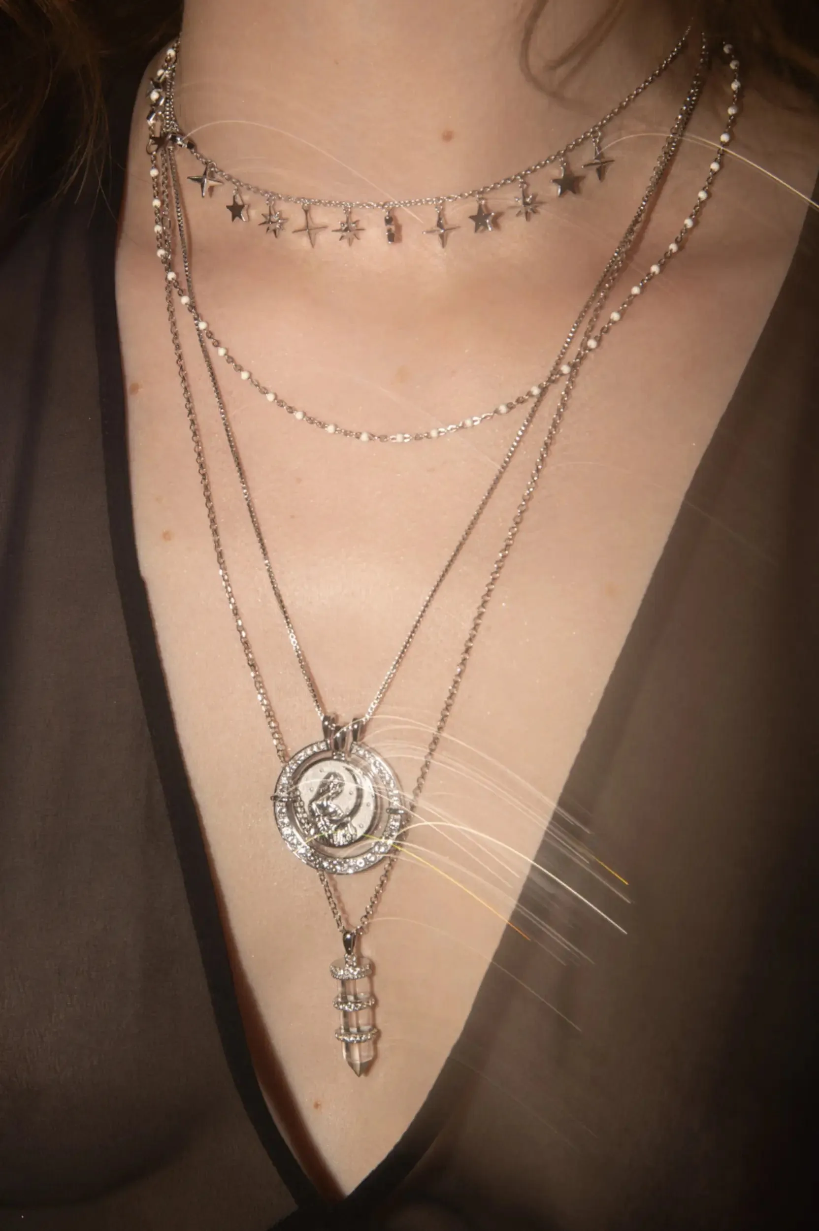 White Topaz Selene Halo Necklace Set
