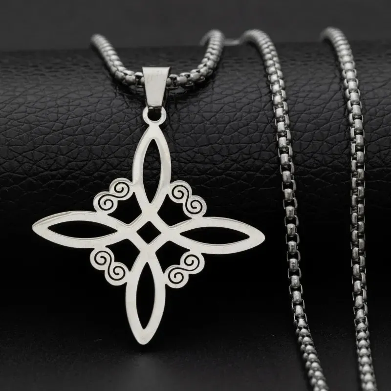 Witchcraft Witch Knot Bracelet Stainless Steel Geometric Cutout Flower Box Chain Cuff Bracelet Women Amulet Jewelry