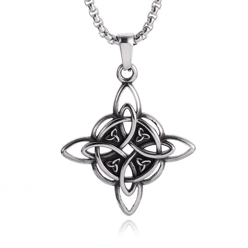 Witchcraft Witch Knot Bracelet Stainless Steel Geometric Cutout Flower Box Chain Cuff Bracelet Women Amulet Jewelry
